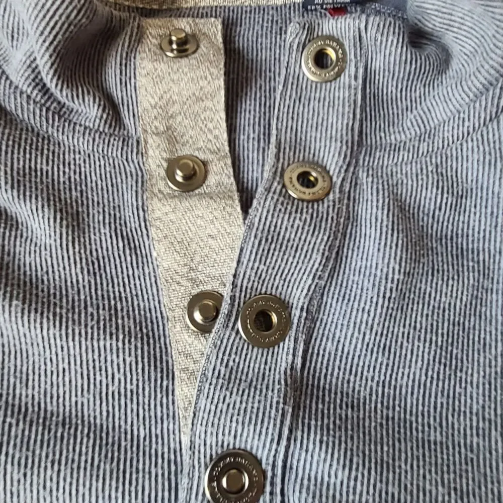 Tommy Bahama Mens L Gray Quarter Button Mock Neck Pullover Sweater Cotton Blend